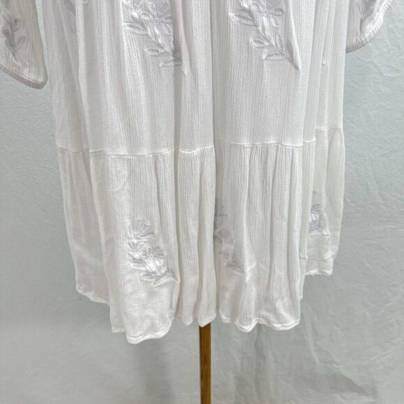 J. Marie Babydoll Dress XS White Fully Embroidered Tiered Lined NEW - Picture 5 of 13